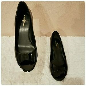 Cole Haan Elise Black Patent Leather Wedges Sz 7B